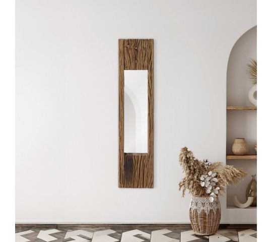 Rechthoekige spiegel van ruw hout 25 x 120 cm