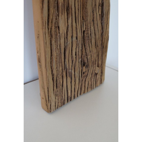 Rechthoekige spiegel van ruw hout 25 x 120 cm
