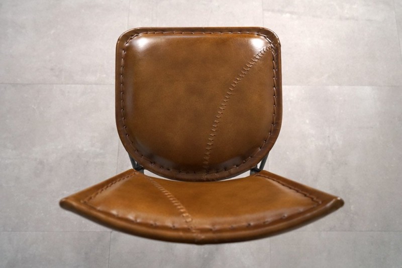 Vintage metalen en lederen keukenstoel - Smart