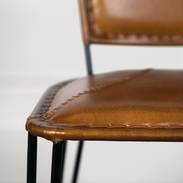 Metalen en vintage lederen stoel SMART