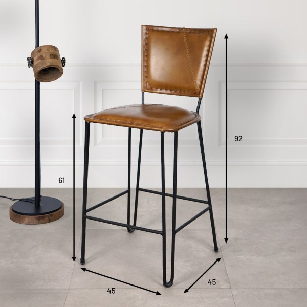 Metalen en vintage lederen stoel SMART