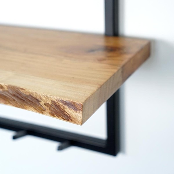 Industriële kapstok, massief hout en metaal 3 haken