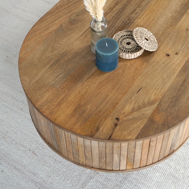 Massief houten salontafel met messing poten - Umami
