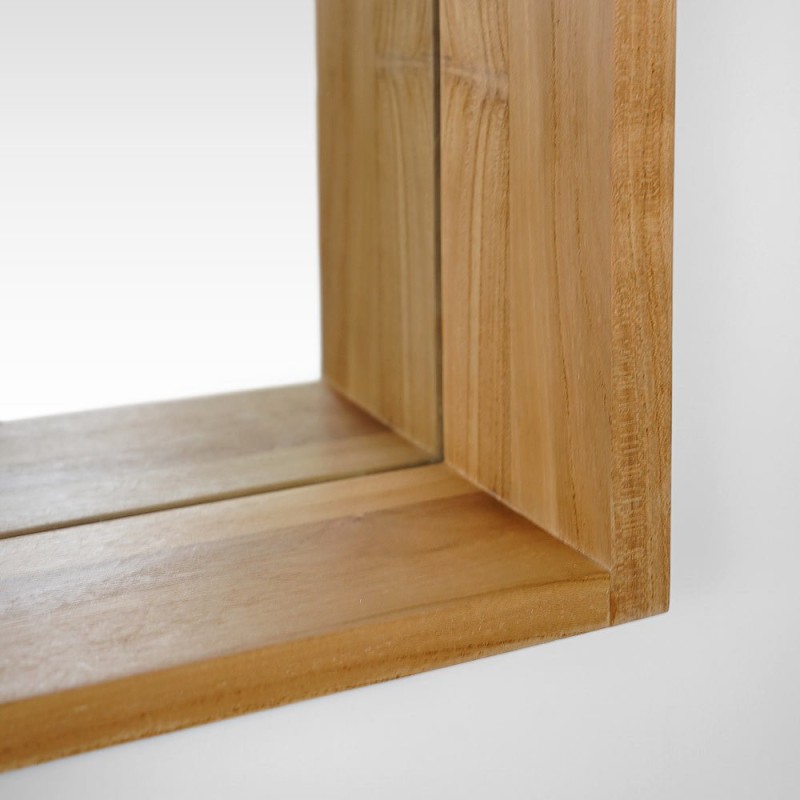 Massief teakhouten 140 cm rechthoekige spiegel met lamphouder