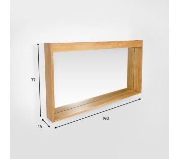 Massief teakhouten 140 cm rechthoekige spiegel met lamphouder