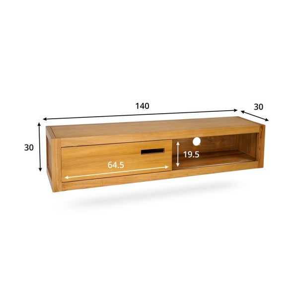 Massief teak wand TV-meubel 140 cm - Mélisandre