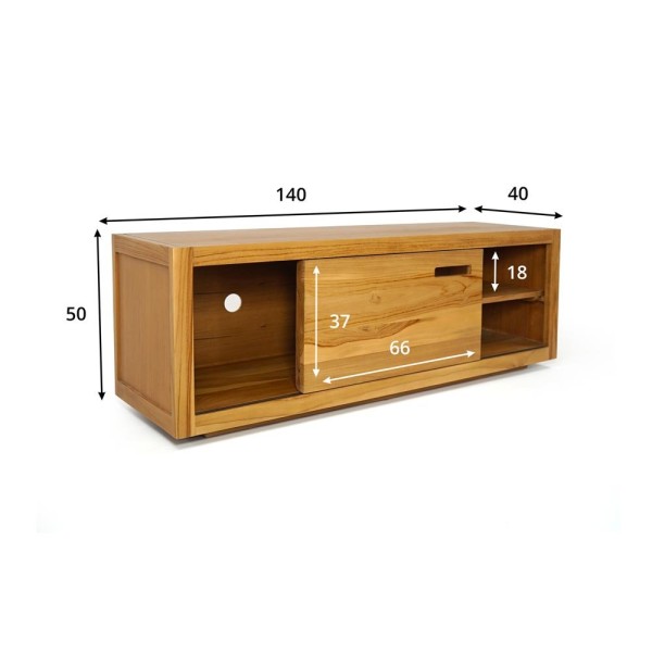 Massief teak TV-meubel 140 cm - Mélisandre