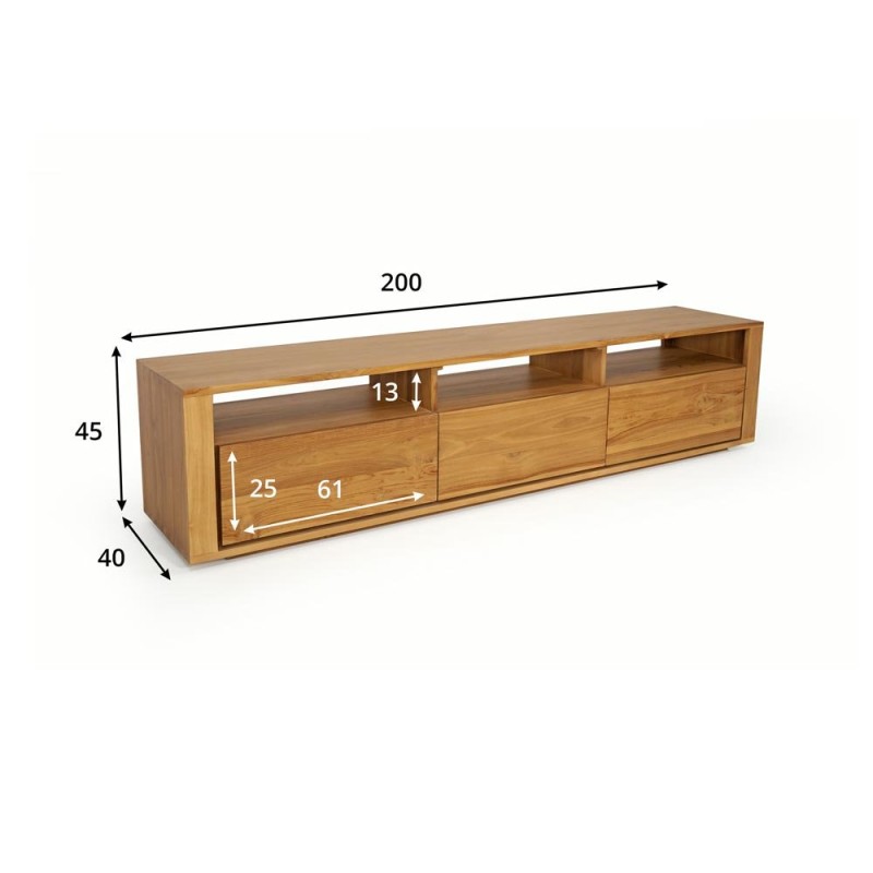 Massief teak TV-meubel 200 cm - Yseult